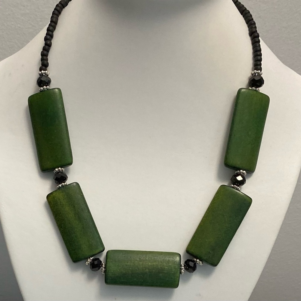 Green and black statement necklace